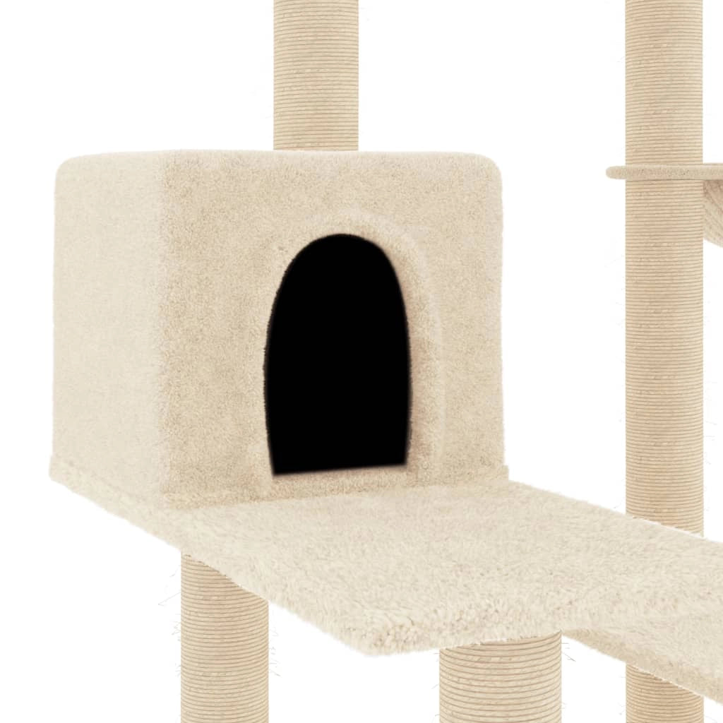 Tiragraffi per gatti Mobili per arrampicata su torre Tiragraffi piattaforma da arrampicata con tiragraffi in sisal 82,5 cm crema 02_0022525