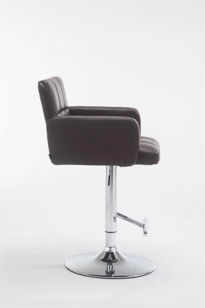 Sgabello Los Angeles in similpelle marrone,cromo