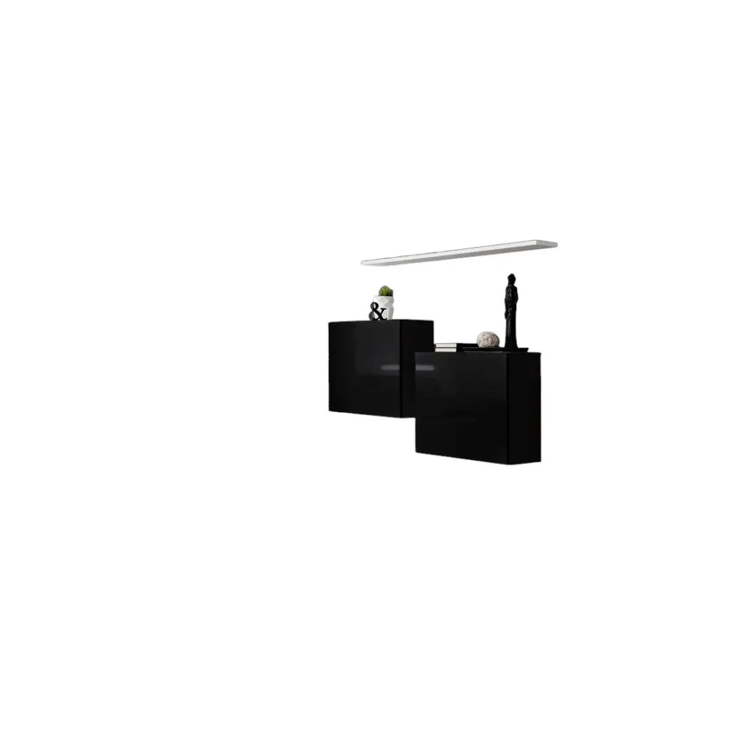 Set di mobili per soggiorno SWITCH SBI - Nero lucido e scaffale bianco - Design moderno