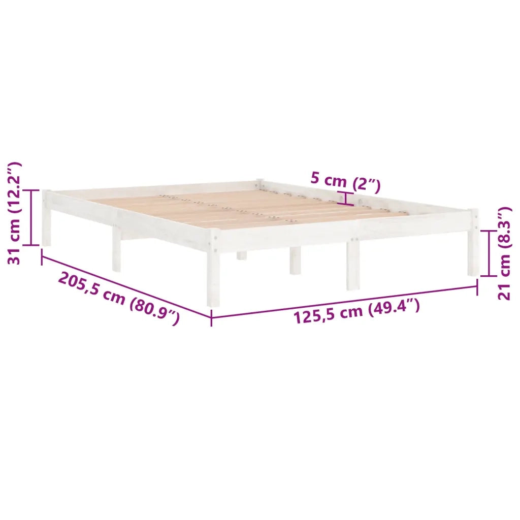 Giroletto-Struttura Letto Bianco in Legno Massello di Pino 120x200 cm 233661