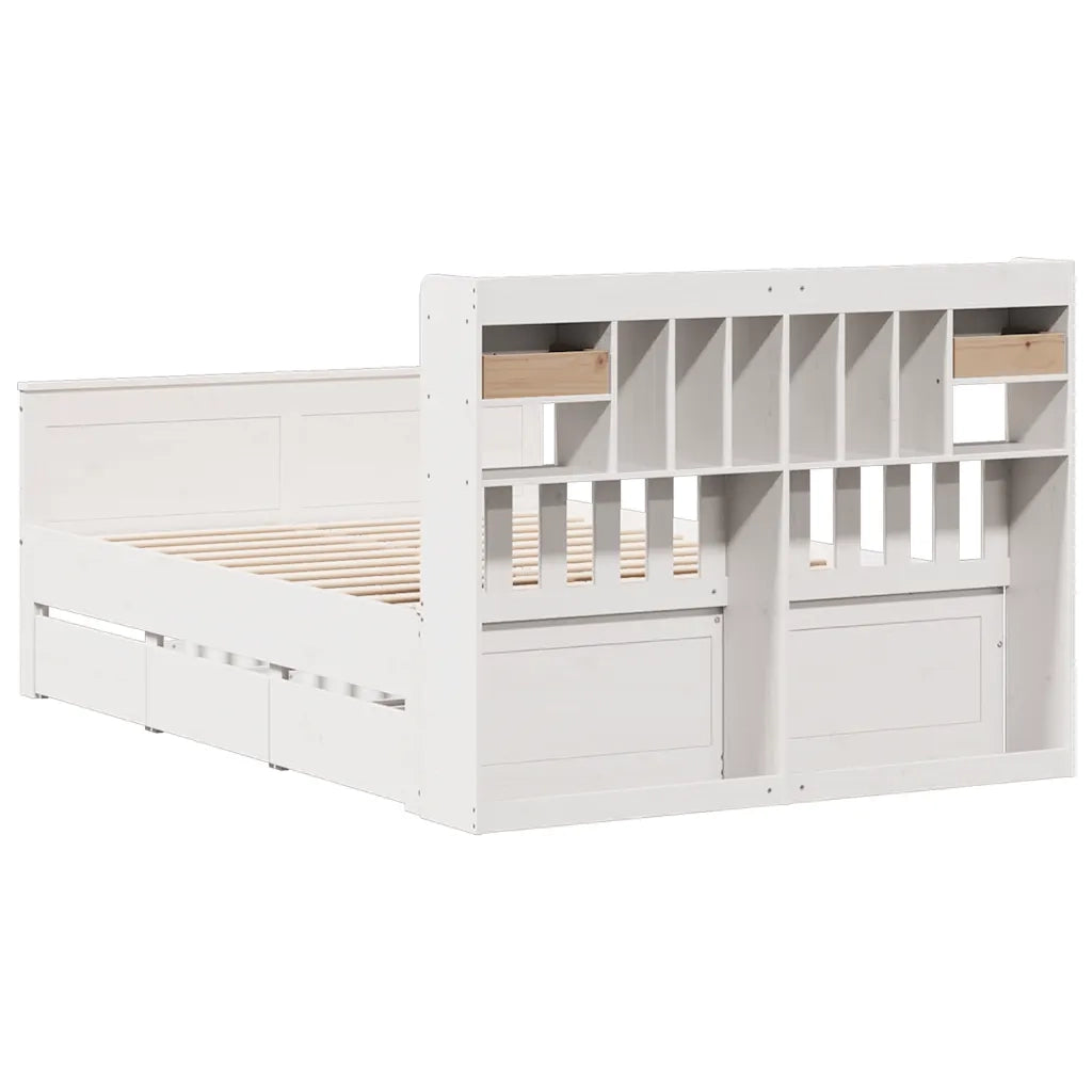 Letto Libreria senza Materasso Bianco 140x200 cm Legno di Pino 3308922