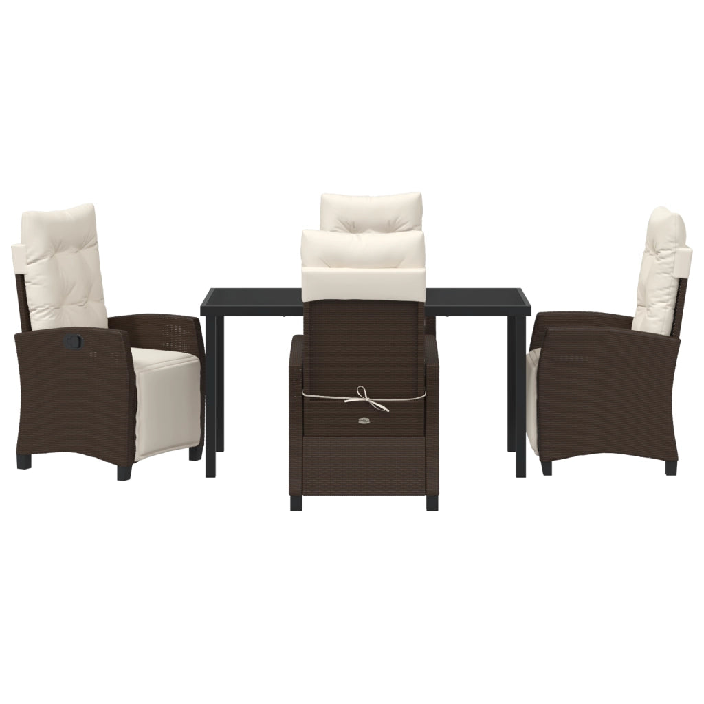 Set da Pranzo da Giardino a 5 Pezzi Marrone Polyrattan