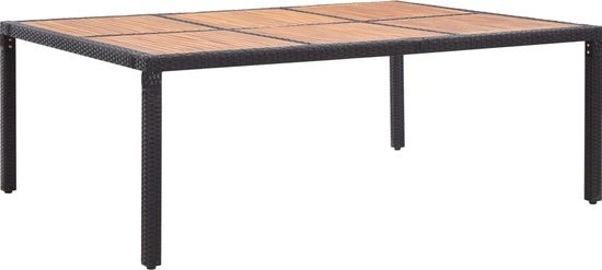 Tavolo da giardino in rattan e legno di acacia nero dimensioni 200x150x74 cm