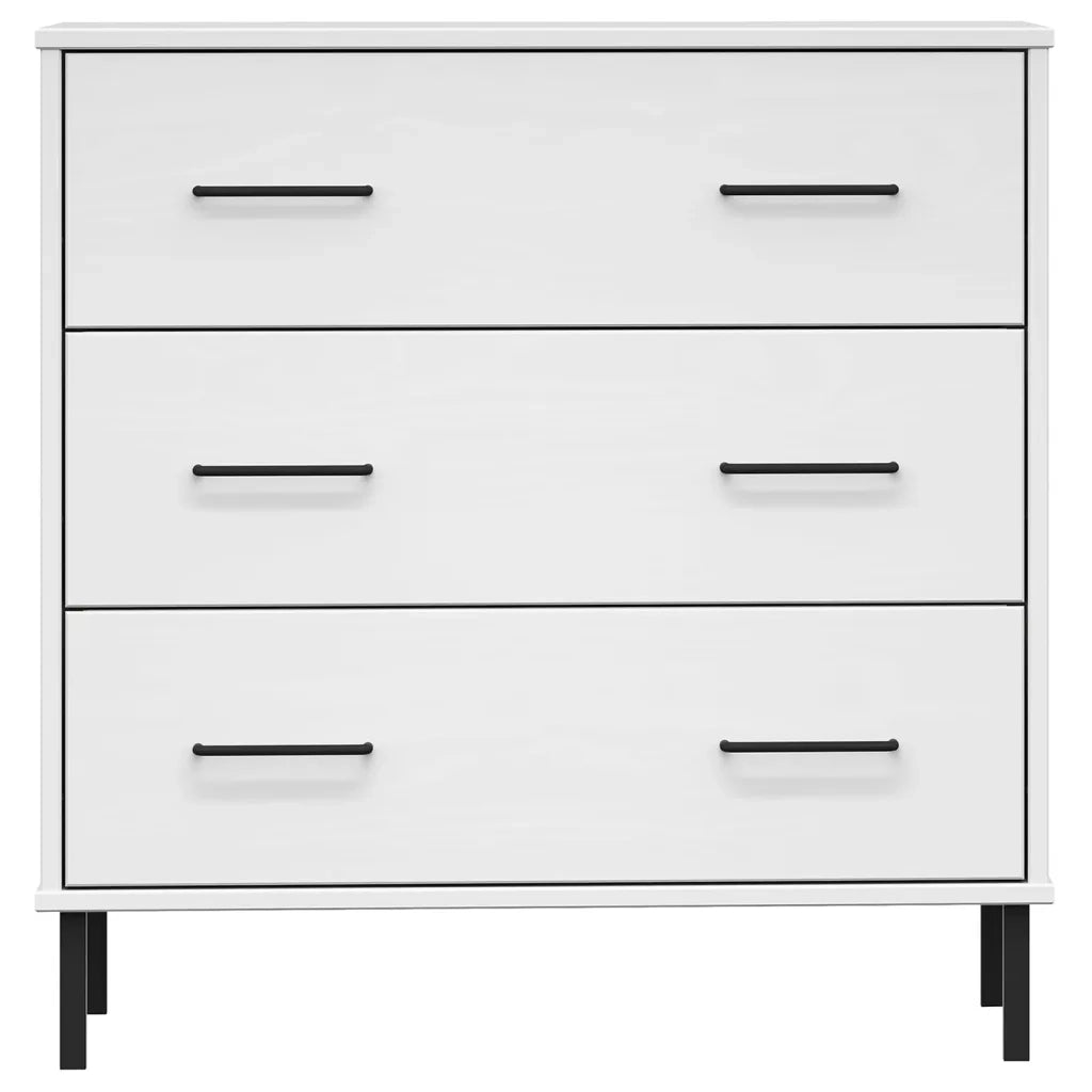 Credenza con 3 Cassetti Bianca 77x40x79,5cm Legno Massello OSLO 350981