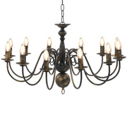 Elegante lampadario retrò per sala da pranzo 80 x 45 cm stile antico con 12 lampadine E14 metallo nero 02_0046427