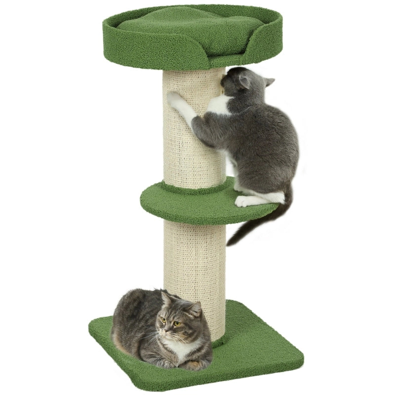 Albero tiragraffi per gatti 91 cm con piattaforma e cuccia, verde