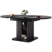 Tavolo da pranzo allungabile con vano e ripiano - per sala da pranzo - 110×110×75 cm - nero