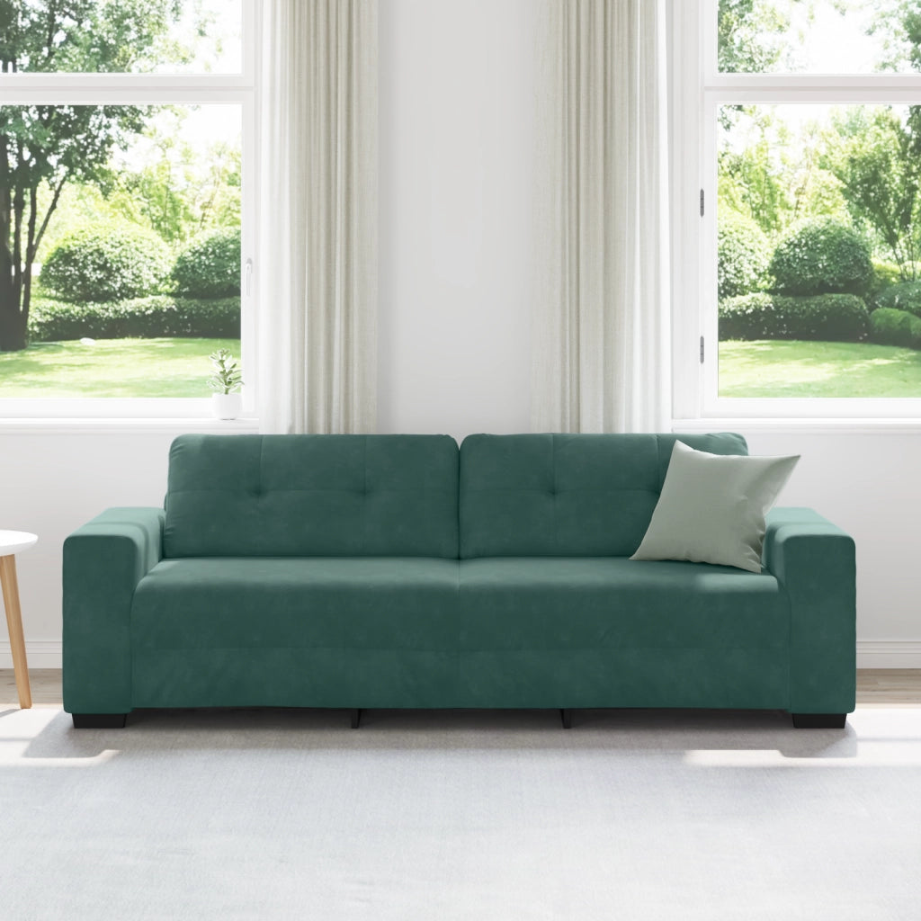 Divano 3 posti  verde scuro 180 cm in velluto