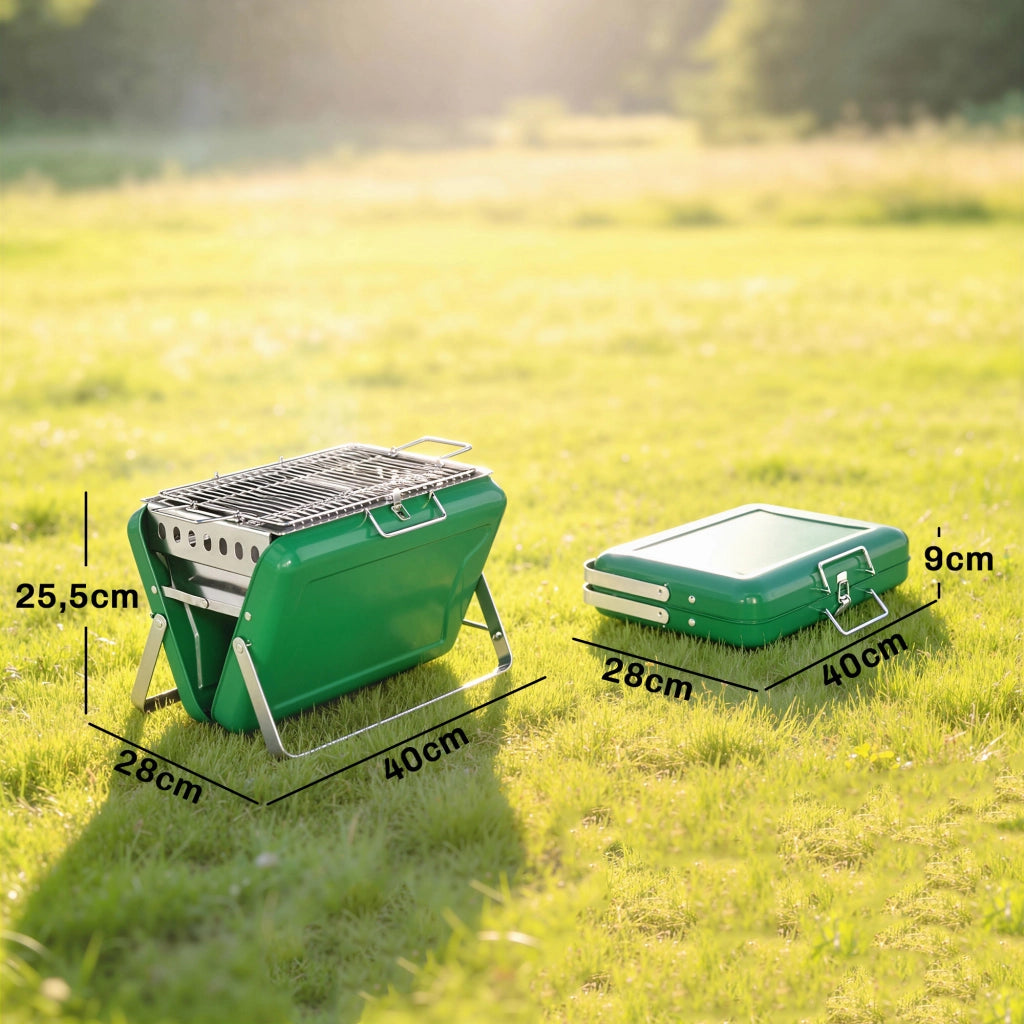 Barbecue a carbone legno pieghevole ¨C zephmum ¨C verde per giardino terrazzo