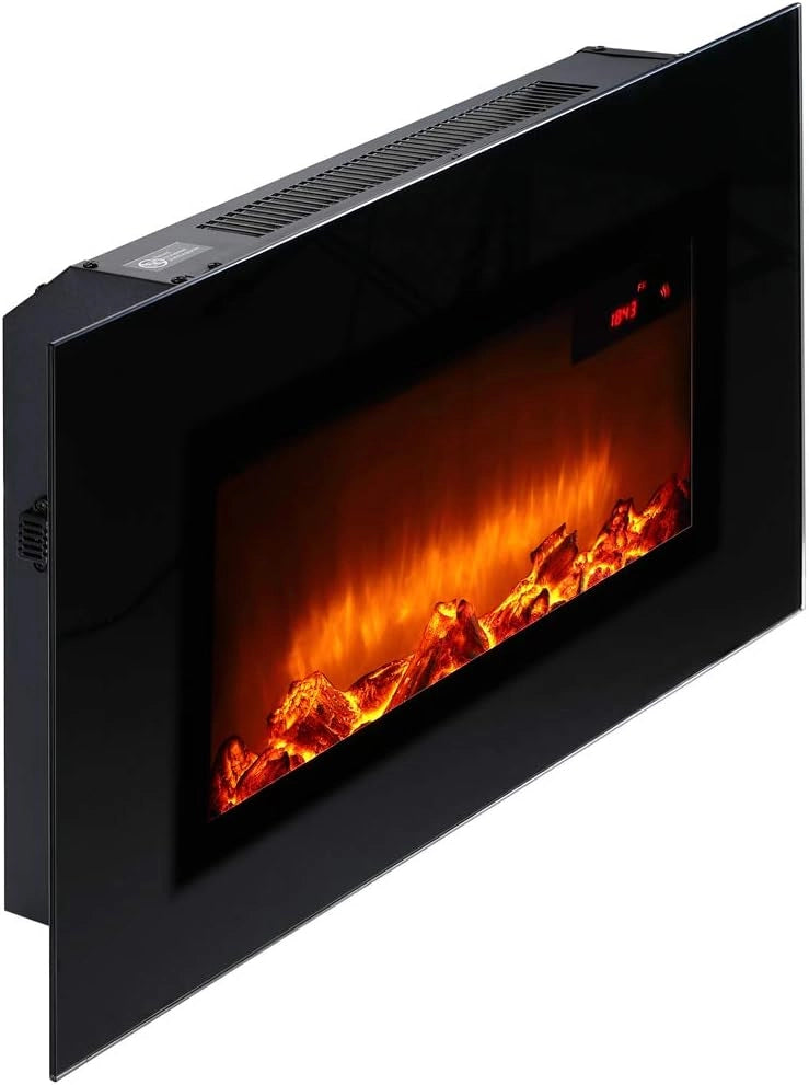 Caminetto a Parete Camino Elettrico Display Head Up 900W / 1800W Termostato Telecomando Timer Regolabile