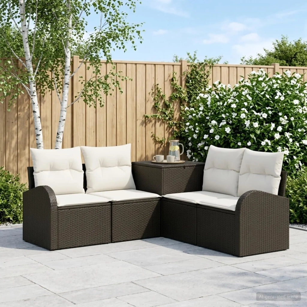 Set di divani 5 pz Nero e Bianco Crema 3447772