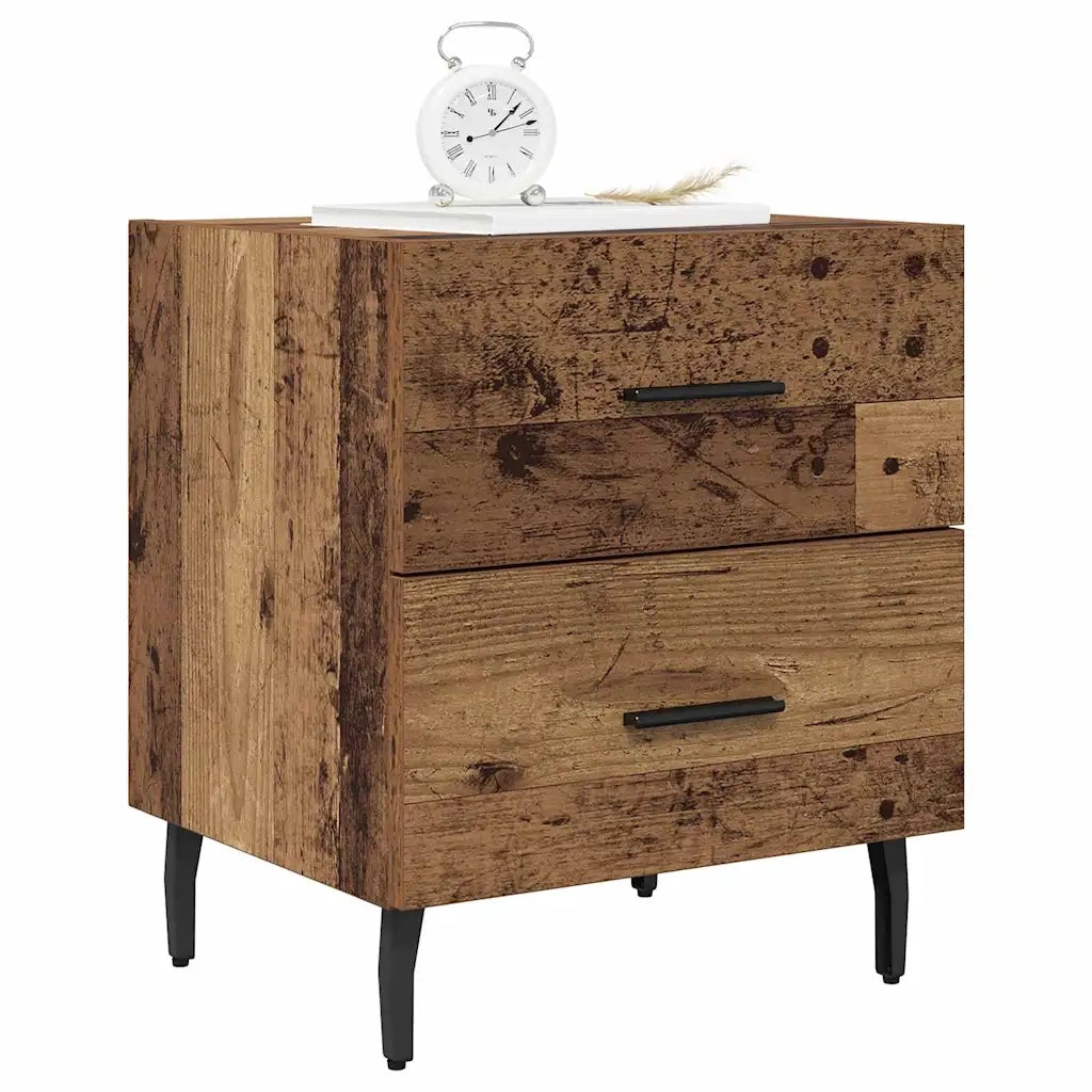 Set di 2 Comodini | Armadio da Notte | Mobiletto da notte Legno vecchio 40 x 35 x 47,5 cm