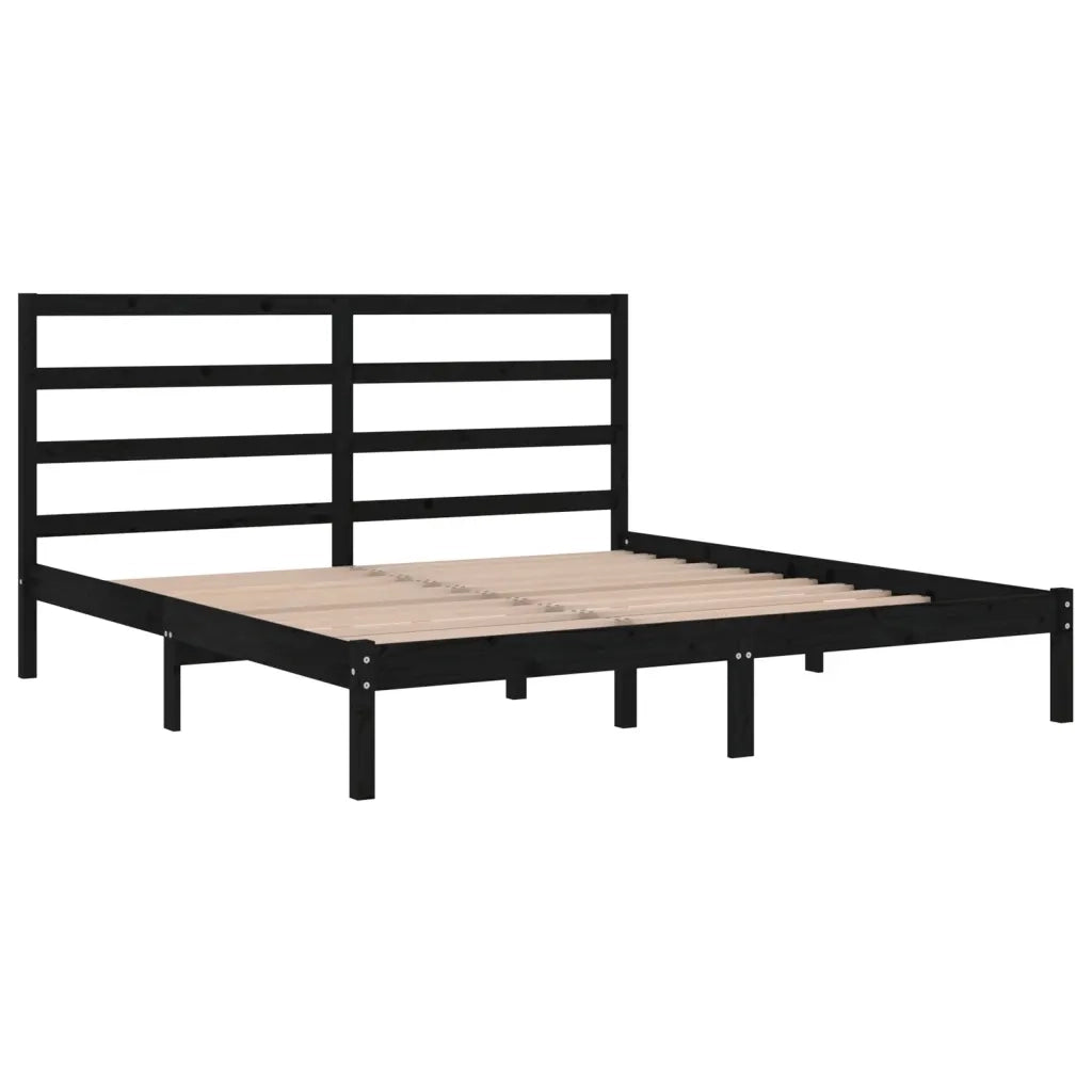 Giroletto Nero in Legno Massello di Pino 200x200 cm 3104957