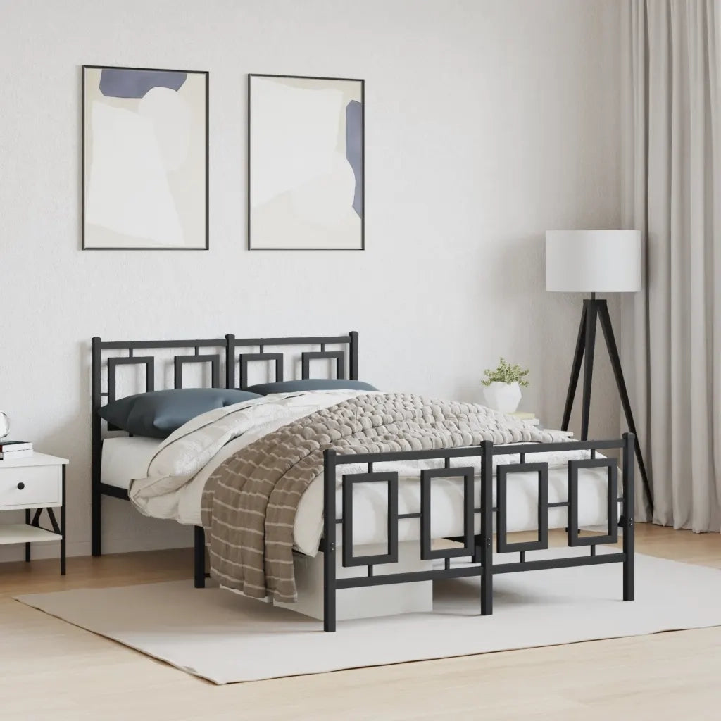 Giroletto con Testiera e Pediera Metallo Nero 120x190 cm 374256