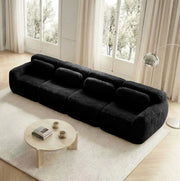 Divano modulare 4 posti senza telaio 378x104x73 cm in tessuto plush nero