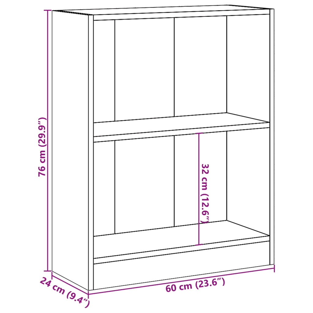 Libreria Rovere Fumo 60x24x76 cm in Legno Multistrato 815084