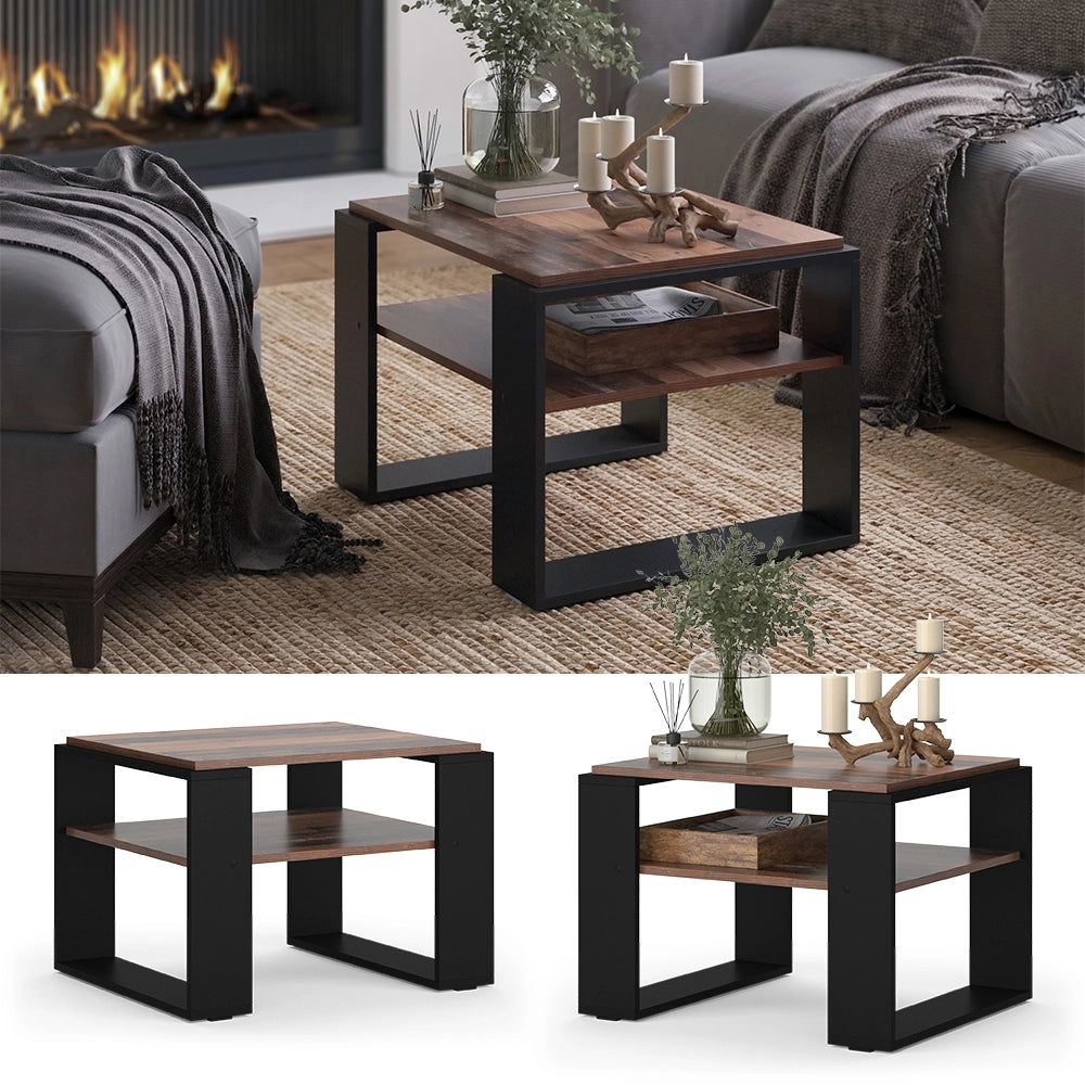 Vicco Tavolino da salotto Legno antico 65.6 x 55,8 cm con ripiano