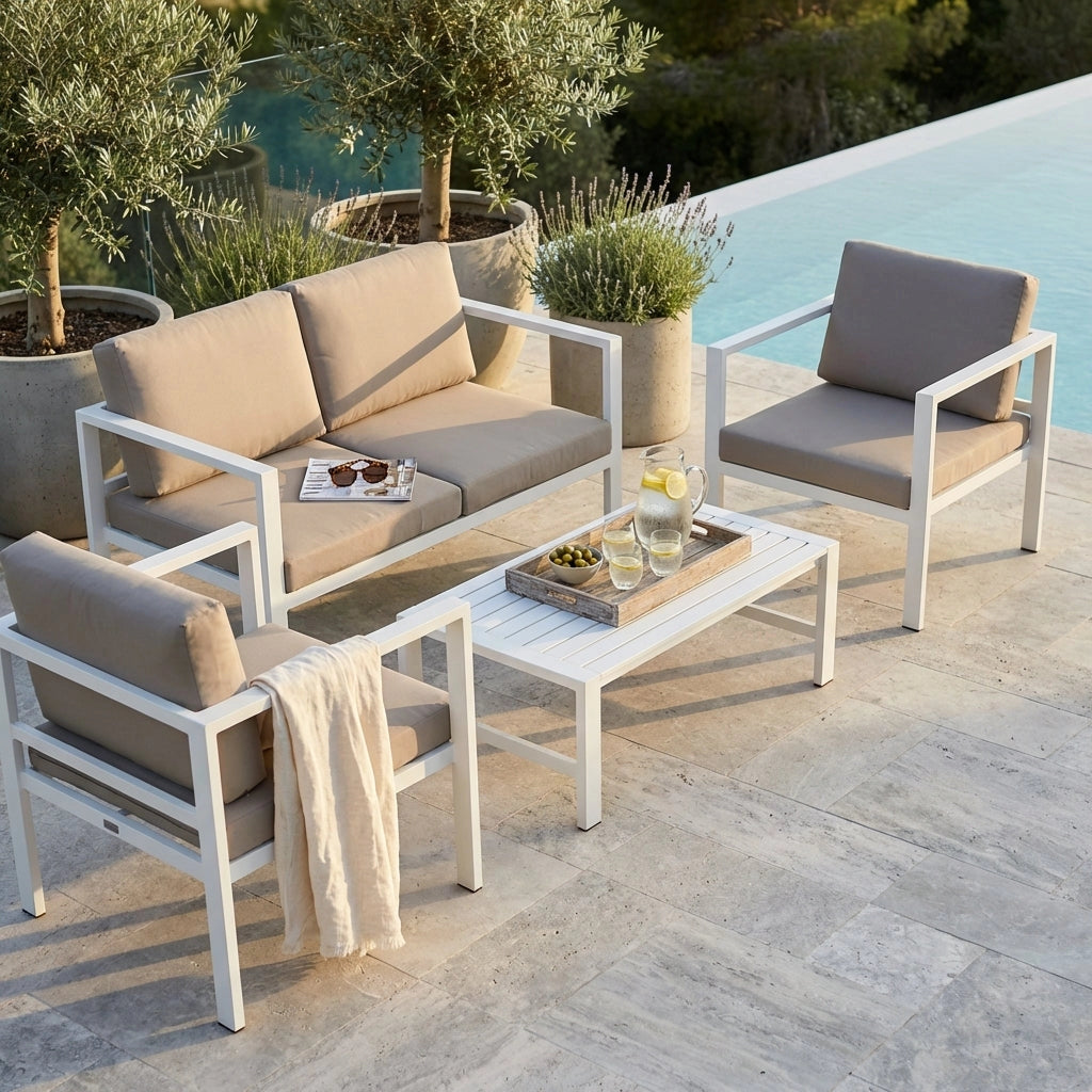 Salotto da Giardino con cuscini 4 posti in Alluminio - LEX