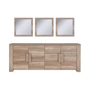 Buffet 4 porte FARRA quercia dab sonoma con 3 specchi quadrati