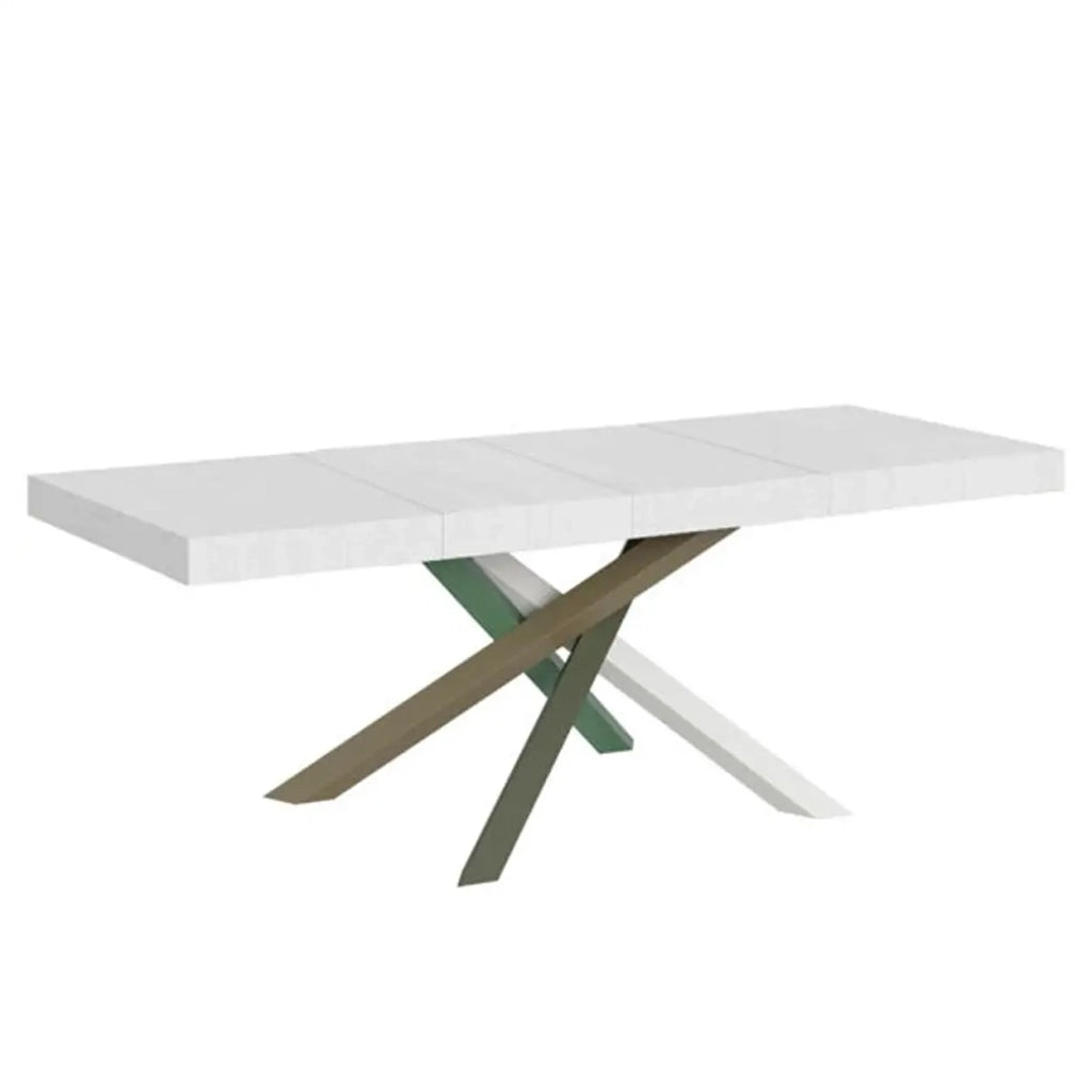Tavolo allungabile 180/440x90 cm Volantis Premium colore bianco frassino gambe multicolore 4/A