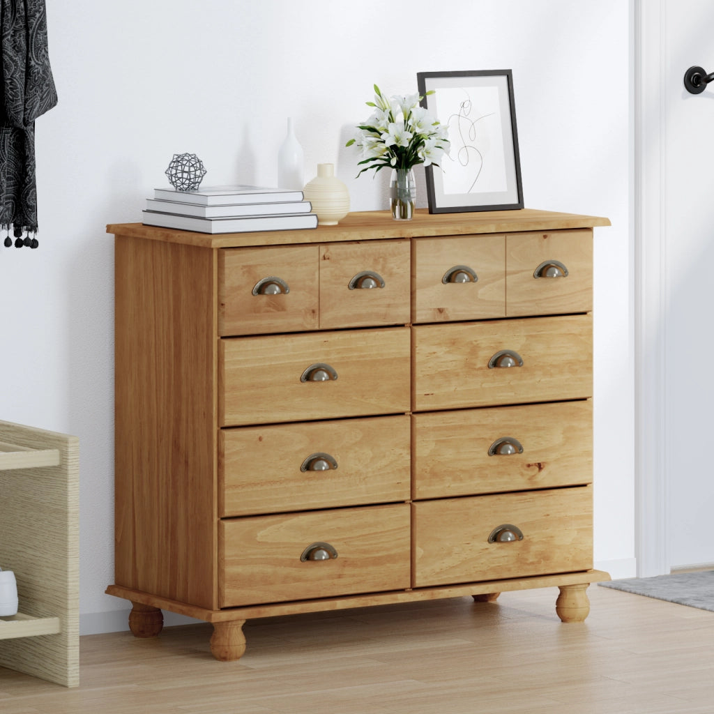 Cassettiera 'ASKIM'Marrone miele 91x40x79 cm Legno massello di pino