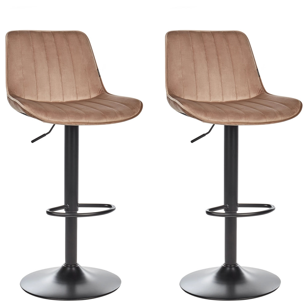 Set di 2 sedie da bar in velluto marrone gambe in acciaio nero senza braccioli set da pranzo salotto soggiorno moderno