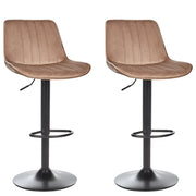 Set di 2 sedie da bar in velluto marrone gambe in acciaio nero senza braccioli set da pranzo salotto soggiorno moderno