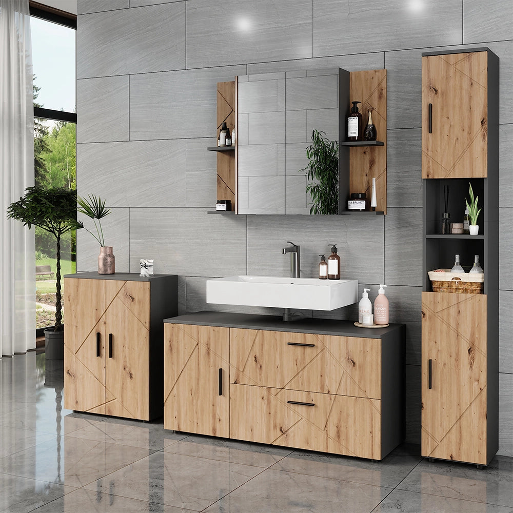 Vicco Set di mobili da bagno Antracite/Artisan 2 parti