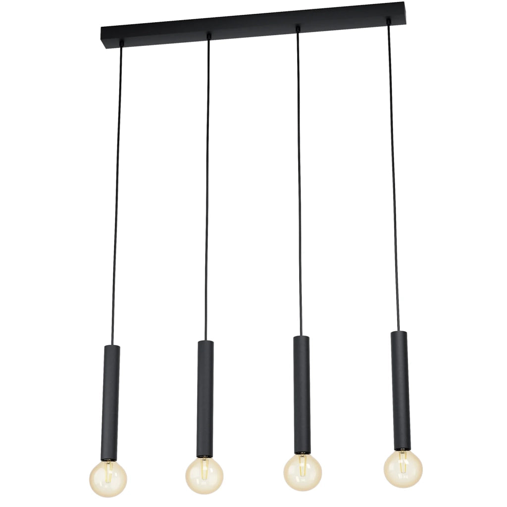 Lampadario A Sospensione Contemporaneo Cortenova Acciaio Nero 4 Luci E27