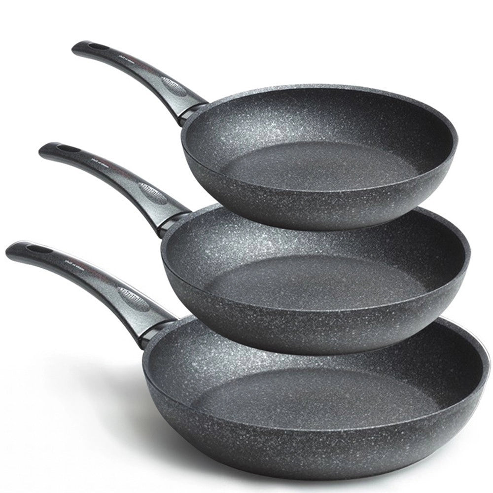 Trade Shop - Set 3 Padelle 20 24 28cm Rivestite Con Polvere Di Diamante Padella Antiaderente -