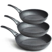 Trade Shop - Set 3 Padelle 20 24 28cm Rivestite Con Polvere Di Diamante Padella Antiaderente -