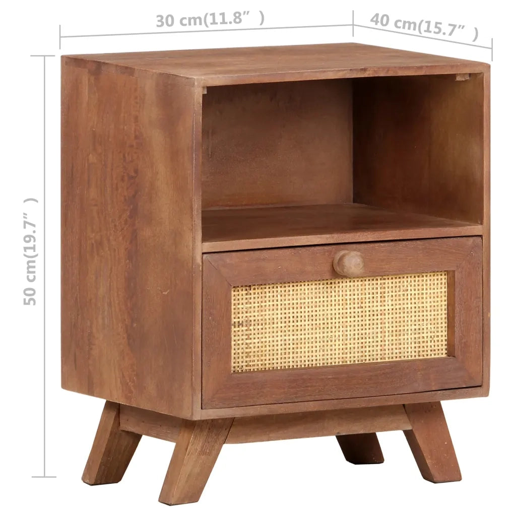 Comodino | Armadio da Notte | Mobiletto da notte 40x30x50 cm in Legno Massello di Mango