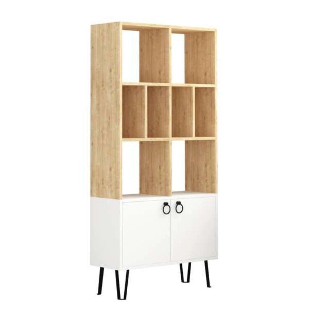 Libreria Bene 80x30x166 cm con ante rovere bianco
