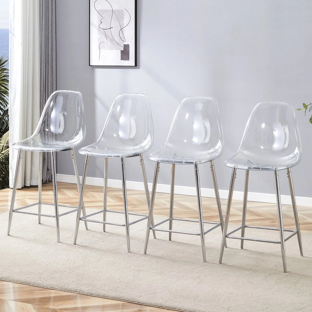 Set 4 Sgabelli Trasparenti ¨C MINIMAL ¨C Gambe in Metallo, Design Moderno per Cucina e Bar