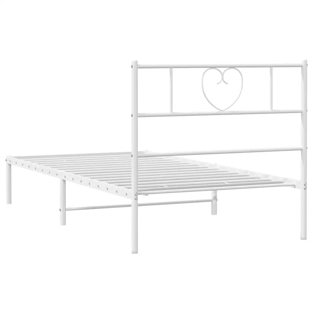 Giroletto con Testiera-Struttura Letto con testiera Metallo Bianco 107x203 cm 890774