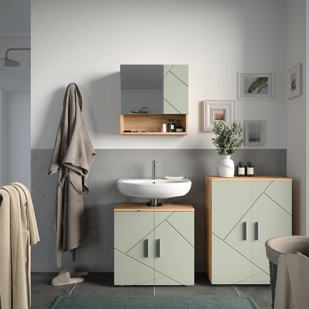 Vicco Set di mobili da bagno Verde salvia 3 parti
