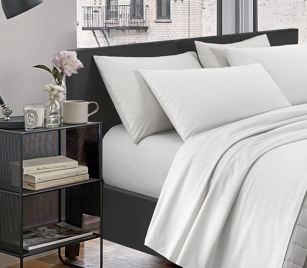 Lenzuolo Sotto Con Angoli Elastici 100% Puro Cotone  Bianco - Singolo
