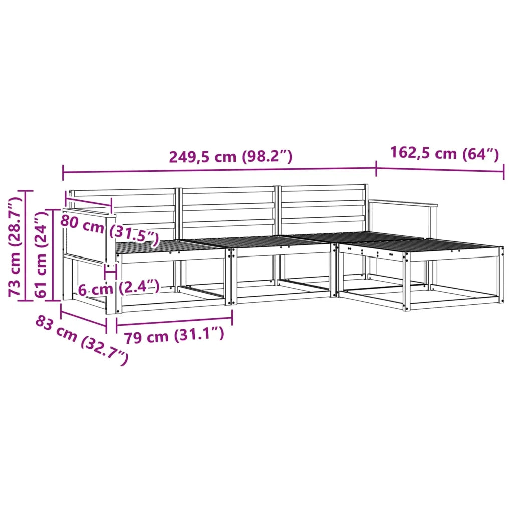 Set di divani da esterno 4 pz Naturale Legno di Acacia Massello 3382452