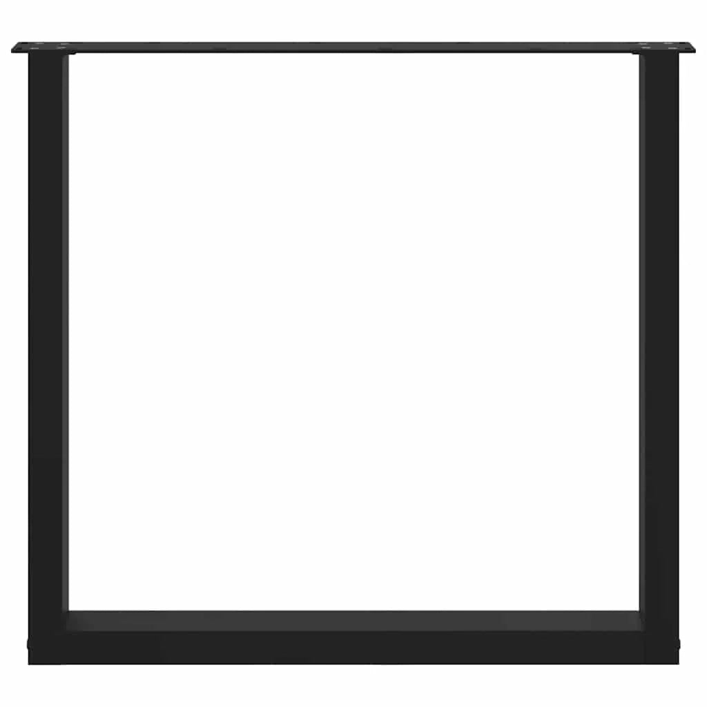 Set di 3 gambe per tavolo da pranzo a forma di U 80 x 72-73 cm con piedini regolabili design moderno in acciaio nero 02_0057444