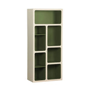 Libreria organica in legno bicolore con 8 scomparti, verde kaki