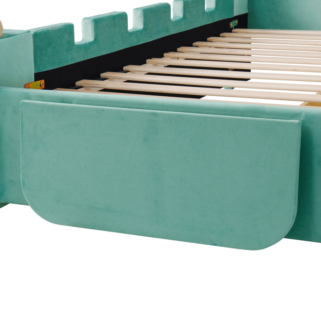Letto imbottito per bambini a forma di nuvola con luce LED, USB e cassetto
