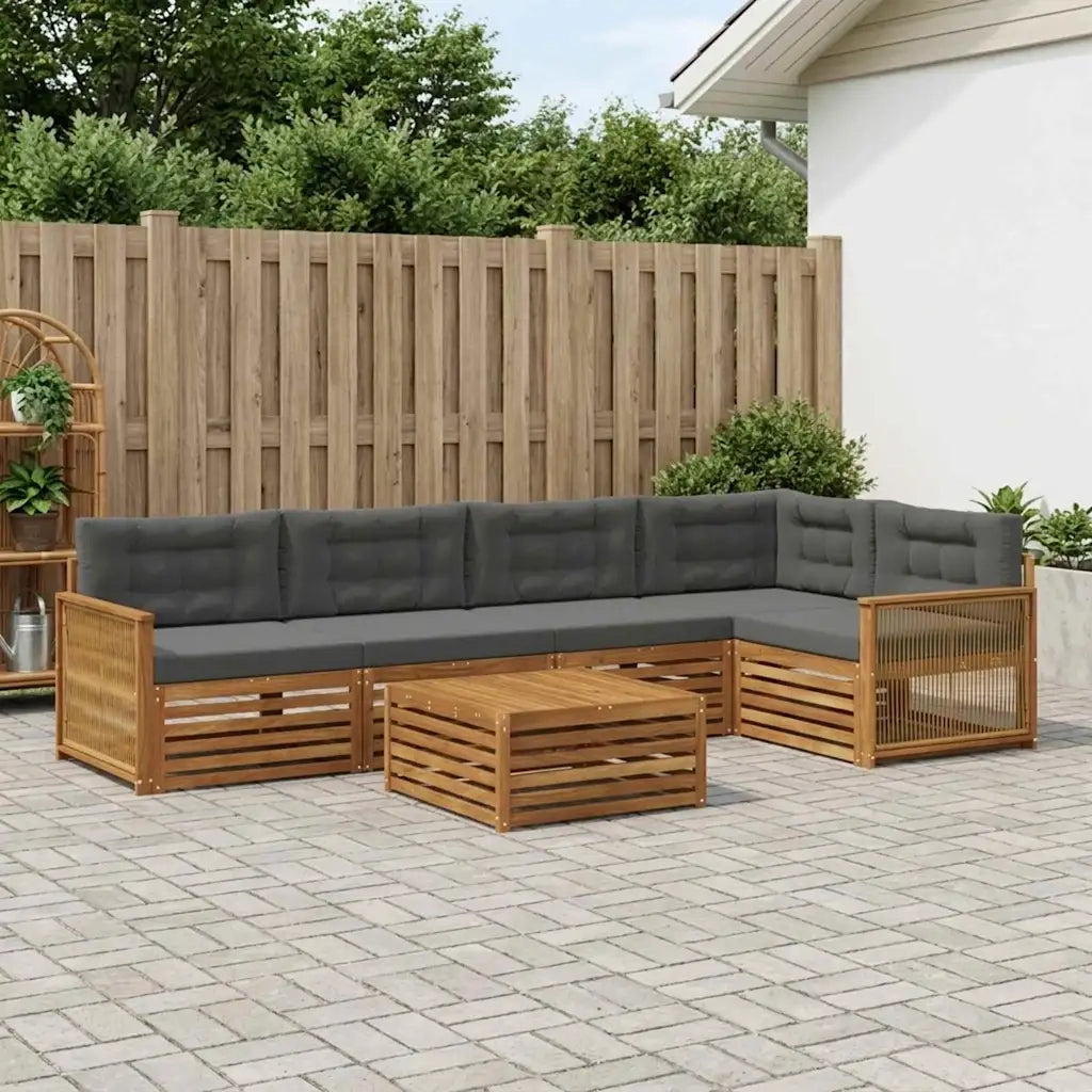 Set di divani da esterno con cuscino 6 pcs Naturale e Antracite