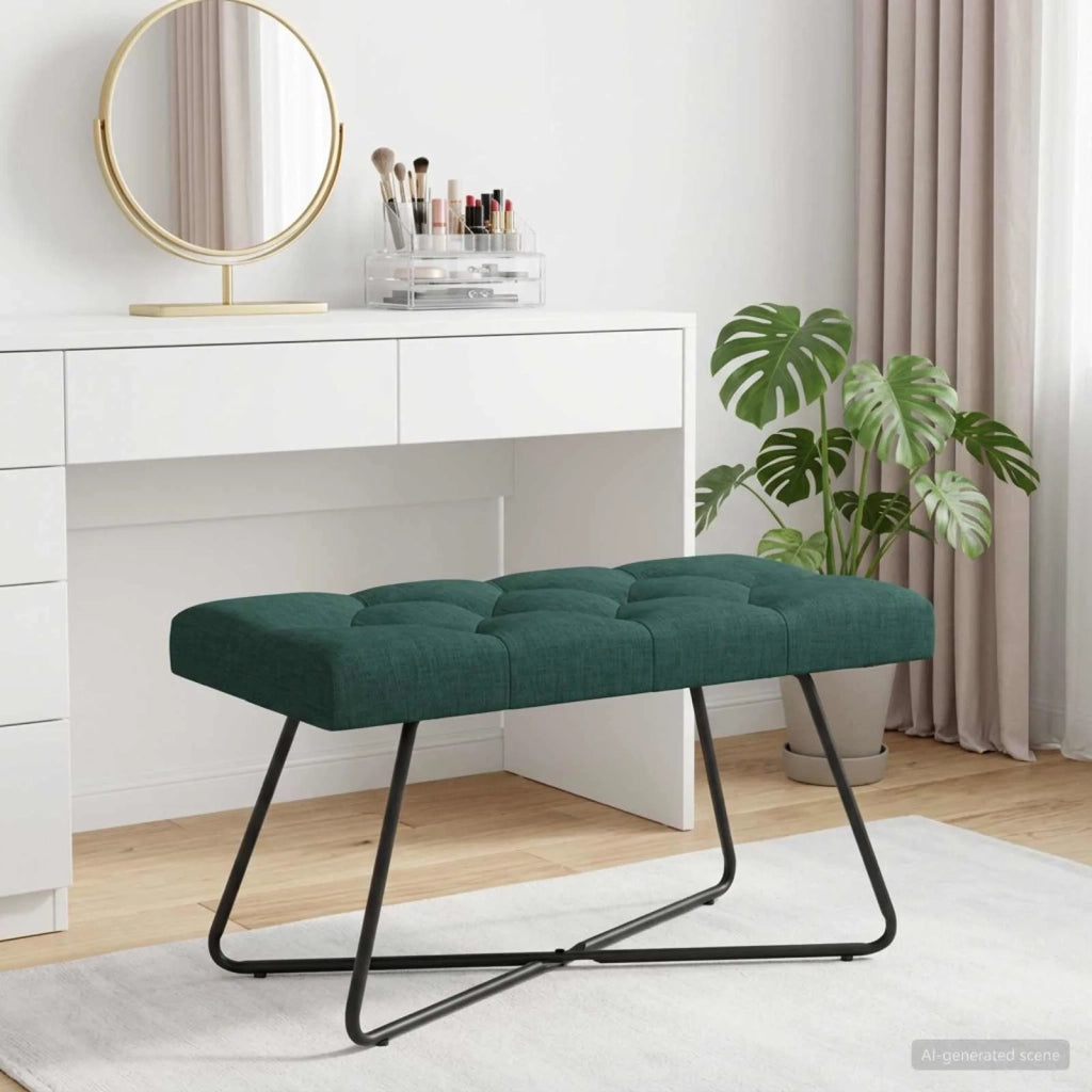 Panchina con bottoni imbottiti Verde Scuro 80 x 40 x 46 cm 42038362