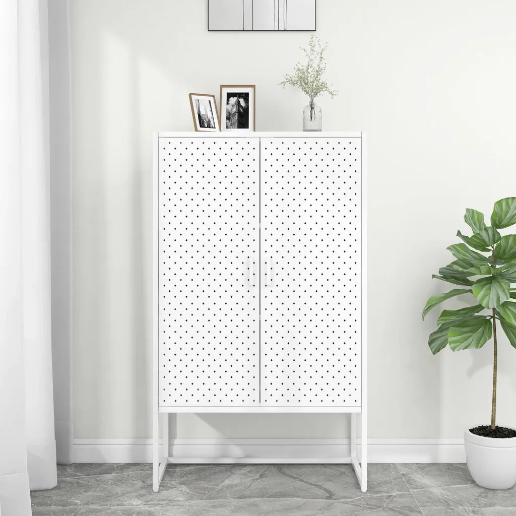Credenza Alta Bianca 80x35x135 cm in Acciaio 335875