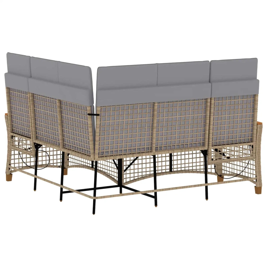Set di Divani Recliner da Giardino Beige e Grigio Chiaro