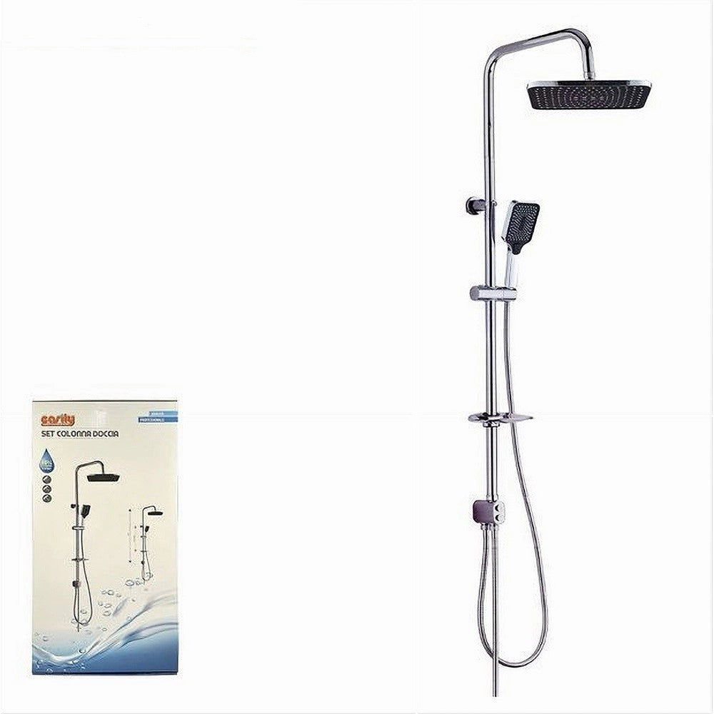 Trade Shop - Asta Saliscendi Cromata Colonna Doccia Soffione Fisso Doccetta Portasapone 87307 -
