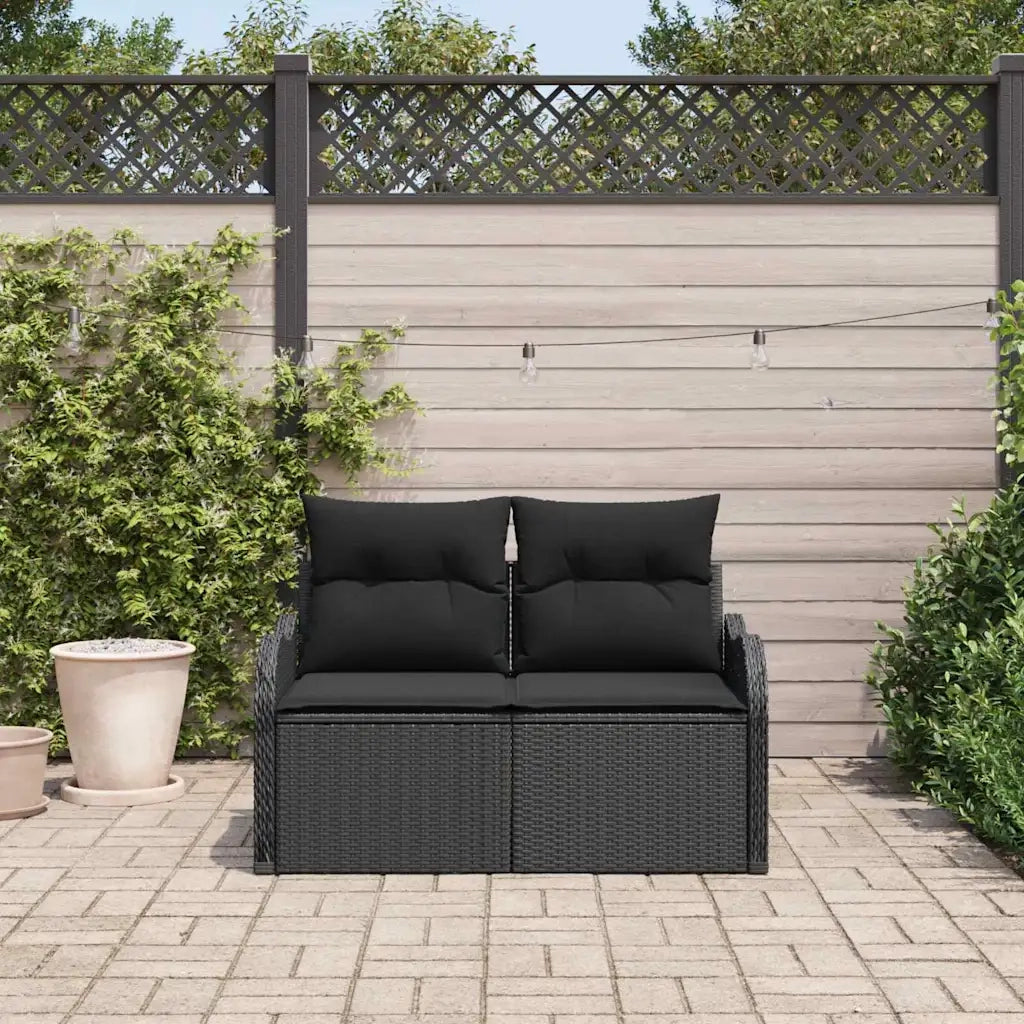 Divano da giardino con cuscino Nero 121 x 62 x 69cm polyrattan 42006721