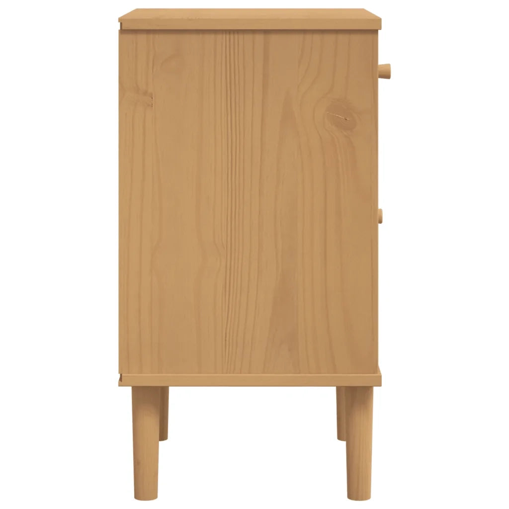 Comodino SENJA Aspetto Rattan Marrone 40x35x65 cm in Legno Pino 358013