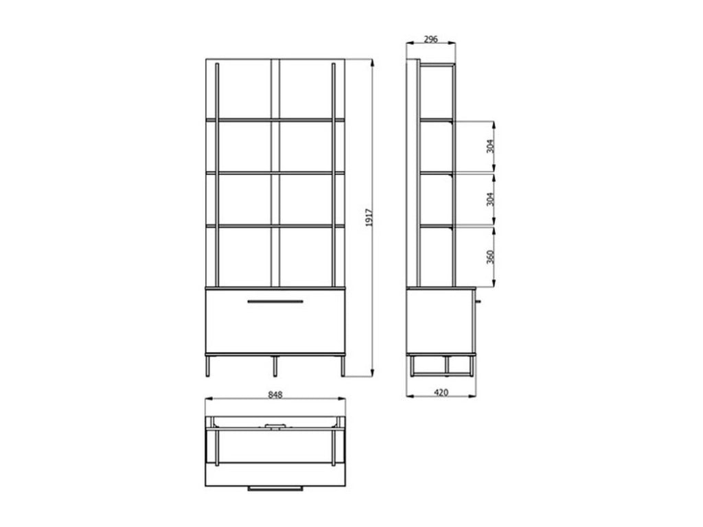Mobile Espositore Gargnano, Vetrina 4 Ripiani, 85x42x191.5h cm Marrone Rovere Nodi