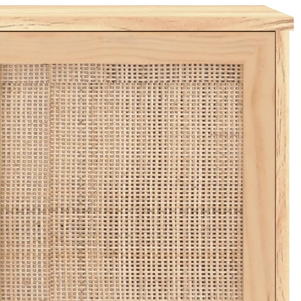 Buffet credenza cassettiera armadio mobile contenitore organizer per cucina soggiorno salotto 105 x 30 x 60 cm legno massello di pino e rattan marrone naturale 02_0035714